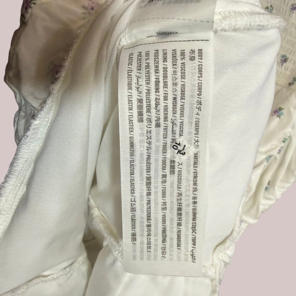 Hollister XS White Ditsy Floral Ruched Mini Dress Tie Strap Summer - Picture 9 of 11